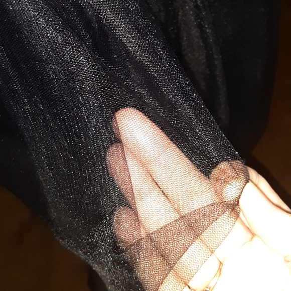 Sparkle/Shimmer Black Organza Formal Crisscross Spaghetti Strap Maxi Dress NEW! - Picture 8 of 8